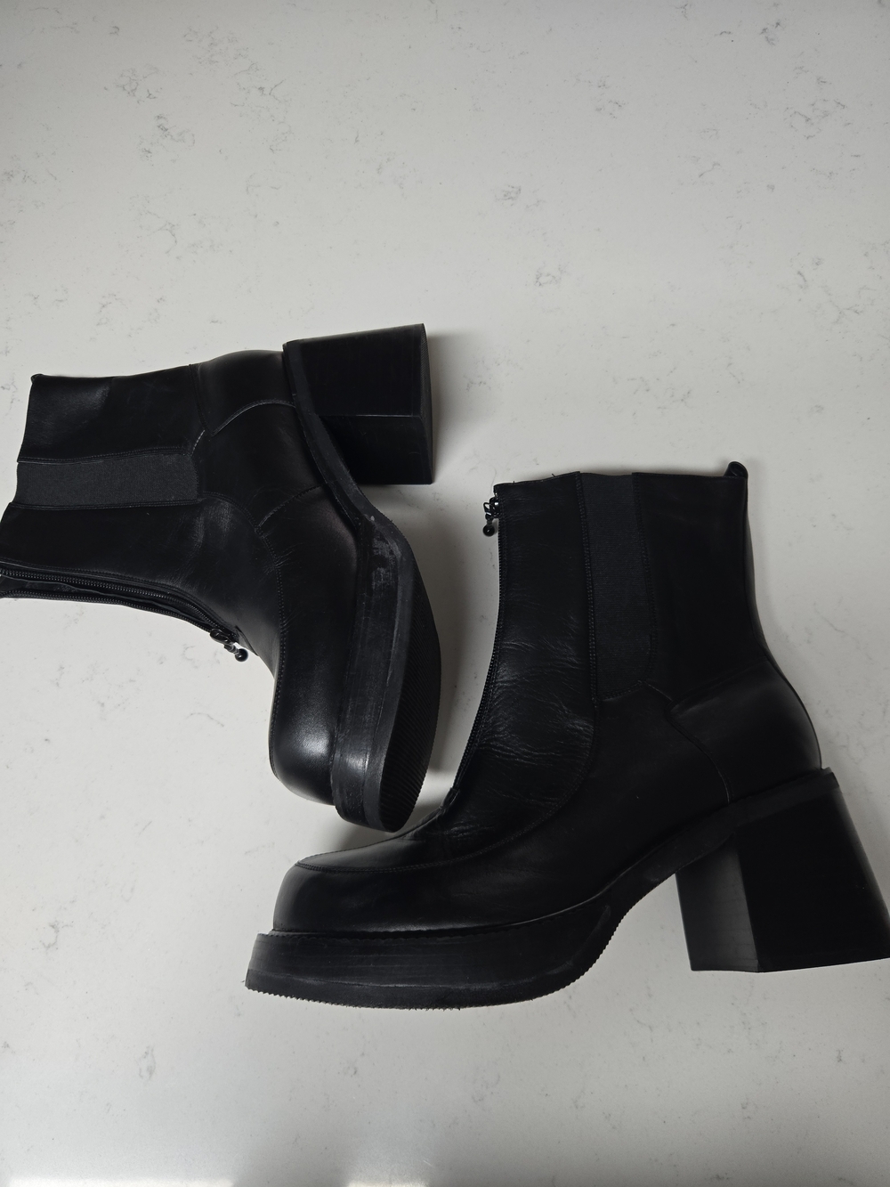 Peerage Women's Black Leather Platform Boot Size 12 WW - Picture 9 of 16